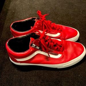 Red Leather limited Vans. Zipper on the side.
